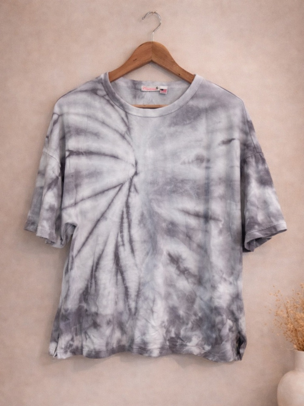 Anthropologie Maronie Tie Dye Tee Gray Knit Shirt Medium USA Made Cotton Modal - Picture 6 of 6